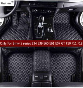 Flash mat leather car floor mats for Bmw 5 series E34 E39 E60 E61 F07 GT F10 F11 F18 20042018 Custom car foot carpet cover H220418046017