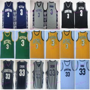 Georgetown Hoyas Basketball College 33 Allen Iverson Jerseys 3 University High School Besiktas Cola Turka da Turquia Camisa Turca Tudo Costurado NCAA