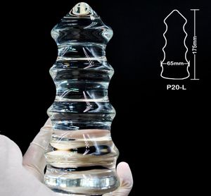 65mm huge size pyrex glass anal dildo large butt plug crystal artificial fake penis adult sex toy for women men gay masturbation Y9847113