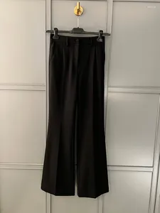 Frauen Hosen Mode Reine Baumwolle Twill Bit Flare Hohe Qualität 2024 Frühling Alle-Spiel Feste Schwarze Hose Dame