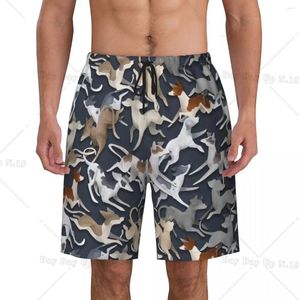 Men's Shorts Custom Board Men Quick Dry Beach Boardshorts Cute Greyhound Whippet Dog Swimming Trunks Bathing Suits
