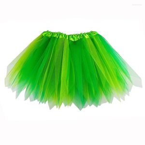 Saias Mulheres Casual Bonito Clássico Elegante Sólido Verde Saia Desempenho Elastic Multicolor Fluffy Dance Festival Adulto