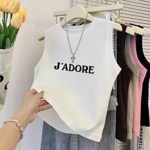 Summer European and American womens sleeveless T-shirt vest pure cotton round neck top slim fit fashionable high-end knitted sweater ZX19