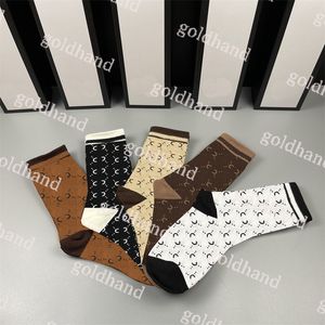 Pure Cotton Socks Five Par Mens Strump Designer Letter Tryckt Sokcs Street Outdoor Socks