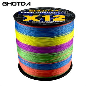 خطوط GHOTDA 12 خيوط صيد مضفر X12 300M 500M 1000M PE FISHING LINE 25120LB خط الصيد متعدد الأسماك أكثر سلاسة أقوى