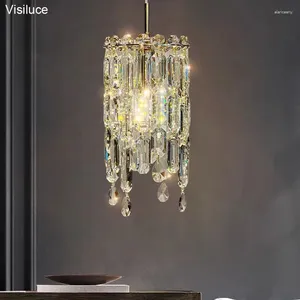 Lampy wiszące nowoczesne mini kryształowy żyrandol światło na wyspę kuchenną korytarz wejściowy sypialnia sypialnia złota luksusowa lampa