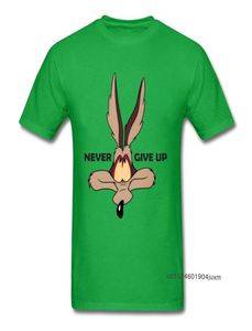 Tops Wolf Tees Men Zielony Tshirt Coyote Never Give Up Funny T Shirt Najnowszy wydruk kreskówki Tshirts Botton Team Ubrania niestandardowe 2106238459367