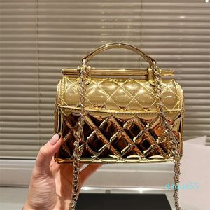 Bolsa Designer Handle Bag Crossbody Mulheres Maquiagem Metal Chain Flap Ombro Laca Couro Diamante Treliça