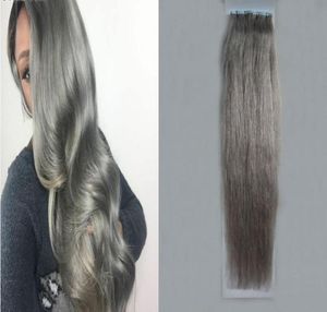 Silver Gray hair extensions tape in human hair extensions 12quot 14quot 16quot 18quot 20quot 22quot 24quot 26quot 1737863