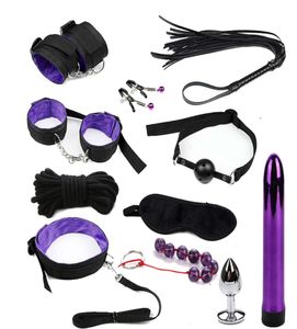 Sex Intime BDSM Bondage Kit Set Silicone Anal Vibrator Fetisch Sex Toys For Par Slave Game Hands Erotic Positioning Y181020051950427