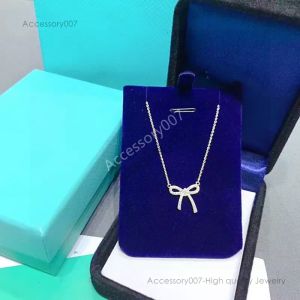 Designer Jewelry Necklacefashion Classic Womens Bow Necklace High Quality Jewelry Girl Valentines Day Gift Factory with Box