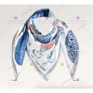 Lenço de seda designer marca cachecol para mulheres roubou bandana anel verão lenço de seda quadrado topo marca l carta balão de ar quente mala impressão 5 cores 90*90cm 711