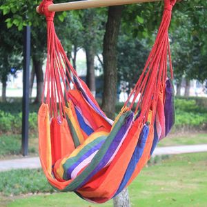 Camp Furniture Canvas Hang Hammock Chair Porch Swing Seat Wood Rope Camping Rocking Garden Leasure Pitio With Cushion