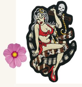 New Arrival Sex Lady Skull Patches Motorcycle MC Biker Patch Embroidered Patches for Jacket 6556336