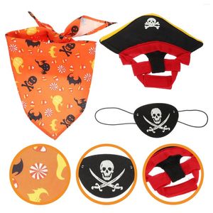 Costumi per gatti Cappello da gattino di Halloween Bandana Kit costume da pirata per animali domestici Capitano con benda sull'occhio del teschio