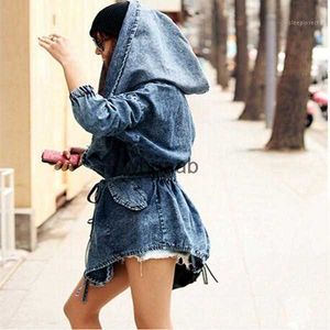 Kurtki damskie dżinsowy płaszcz Zakap Hoodie z kapturem jean dżinsowe kurtki dżinsy coatsgirl chaquetas mujer1 240301