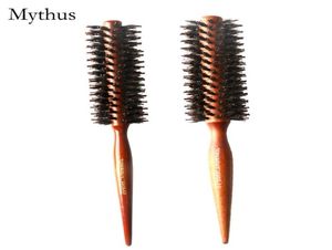 2 Storlekar Träborste Natural Boar Bristle Round Rolling Hair Brush Tip Tail Handtag Hårvård Verktyg TG33032827109