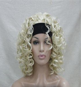 GTGTGT2017 Ladies Bleach Blond Curly Spiral Half pannband Cosplay Hair Wig1629808