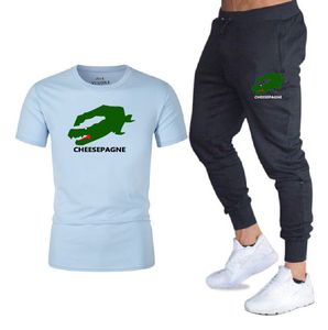 Sommer Neue männer Set Marke Gedruckt T-shirt kurzarm Top Schwarz Casual Hosen Zwei stück Mode Bequeme Kleidung Set