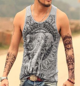 Grey Men Tank Top Casual Fitness Singlets Brand Mens T Shirt Sleeveless Gasp Hip Hop Vest Elephant Print Cotton Undershirt4795891