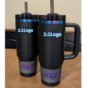 Ready to Ship Cup Quencher Tumblers H2.0 40oz Stainless Steel Cup, Chocolate Gold Neon with Silicone Handle2nd Generation Car Mug Keep Drinking Cold Water Bottle 514