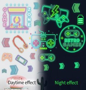 Naklejki ścienne Green Light Game Controller Luminous Home Sali Sypial Decal Decals świeci w ciemnym fluorescencie6657559