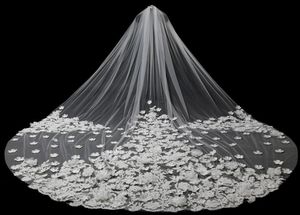 Bridal Veils 5 Meters Long Wedding With Handmake Flowers Cathedral Train Velo Comb Vail Accessories2921722