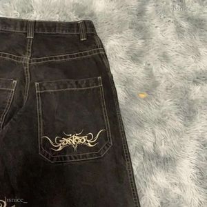 Jeans masculinos JNCO Y2K Hip Hop Retro Gráfico Bordado Baggy Calças Pretas Homens Mulheres Harajuku Gótico Ksubi Jeans Cintura Alta Calças Largas 360