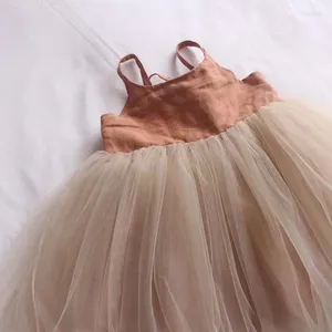 Kız Elbiseler Yaz Kahverengi Tutu Elbise Lolita Bebek Çocuk Kızlar Günlük Midi Çocuklar İçin Gençler Partisi Prenses Sundress