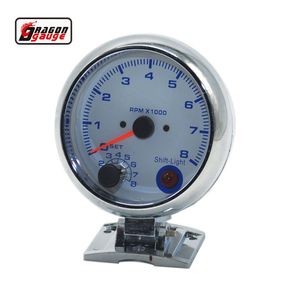 Dragon Gauge 375 Quot95mm Krom Kabuk Beyaz Backlight Blue Dijital Otomatik Takometre Gösterge RPM METE RACING REFIT5678274