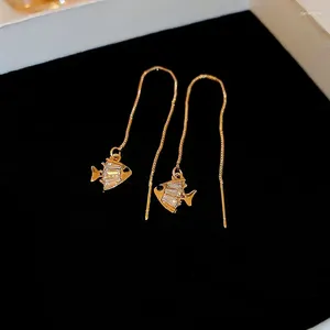 dangle earrings zircon goldfish long tassel earline for corean puteocoon Jewelry