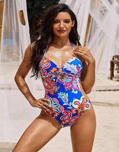 Multicolorblacksky Blue Printed Sweetheart Monokini One Piece Swimsuit Women Sexy the Side Cut Outs Elastic Tie Beach Swimsuit9025090