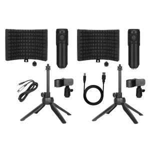 Earphones 5pcs BM800 3 Panels Broadcast Studio Adjustable Angle Foldable Noise Reduction Sound Absorbing Microphone Wind Screen Shield Set