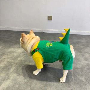 ロンパーズテディベアプリントアンダーコートワンピース犬服フレンチブルドッグリトル恐竜ジャンプスーツハロウィーンコスチュームペットペットアイテム