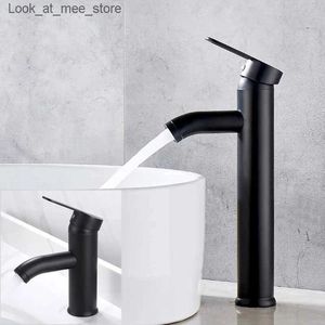 Rubinetti per lavandino del bagno Lavabo lavandino rubinetto del bagno rubinetto corto / alto nero miscelatore caldo freddo rubinetto miscelatore lavello monoforo rubinetto bagno domestico Q240301