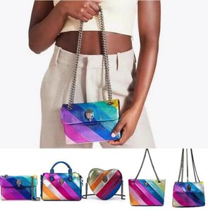 Frauen Kurt Geiger Handtasche herzförmige Crossbody -Bag Designer Eagle Regenbogen Leder Silber Kette Schultergurt Männer Bumbag Reise -Chest -Taschen Pochette Clutch Tote