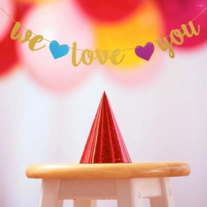 Decorazione per feste Baby Shower WE LOVE YOU Banner con stamina Ghirlanda decorativa da appendere in carta glitter dorata