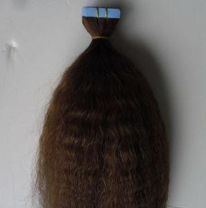 Tejp i mänskliga hårförlängningar Pure Color Kinky rak 40 st grov yaki Invisible Adhesive Skin Weft Tape Hair Extension2946030