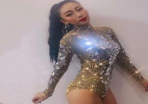 Catsuit Costumes Sexy Mirror Dress For Women Rhine Sparkly Jumpsuit Stage Costume Party Gogo Dance Bar Dj Dancer Wear3293811