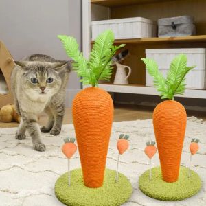 Scratchers Cat Scratching Post Carrot Cat Scratcher Natural Sisal Söt kattunge Scratching Post Vertical Cat Tree Claw Scratcher för kattungar