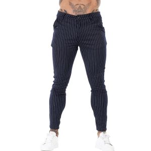 Pantaloni GINGTTO Uomo Skinny Chino Pantaloni Casual Pantaloni skinny a righe nere Slim Fit Elastico a vita alta Nuovi arrivi Abbigliamento maschile 3119