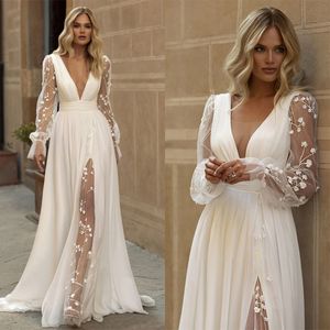 Classic A Line Women Wedding Dress Jewel Neck Long Sleeves Bridal Gowns Appliques Sweep Train Dress Custom Made vestidos de novia
