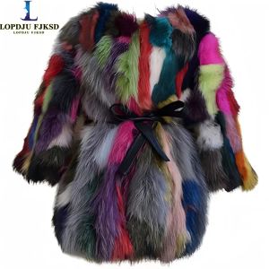 Fur Real Raccoon Dog Fur Coat for Women, Korean Thick Warm Jacket, Loose Overcoat, Female Clothing, High Quality, Winter, New, 2023