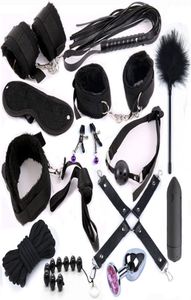 Stimulieren Sie Bondage-Fesseln, BDSM-Sex-Handschellen, Peitsche, Metall-Analplug mit Vibrator, erotisches Spielzeug für Paare und Erwachsene T2005195772496