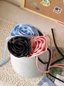 Pendant Necklaces Romantic Sweet Handmade Rose Flower Pink Black Blue Color Choker For Women Girl Summer Jewelry Gift 2024 Necklace
