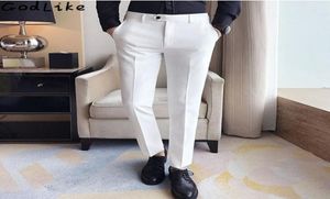 2017 autunno Business Mens Formale Abito Bianco Pantaloni di Cotone Anti Rughe Tasca Matrimonio Sposa sposo Business Casual Pantaloni5728734