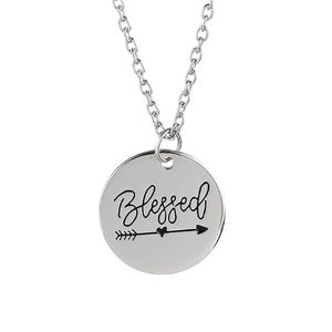 12pcs lot new arrival BLESSED necklace Inspirational Motivational Engraved Charms Necklace pendant necklace for friend Jewelry gif282n