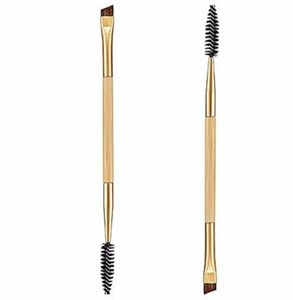 Beauty Girl Makeup Bamboo Handle Double Eyebrow Brush Eyebrow Comb Eye Definer Brush Professional Small Angle makeup burshes2005767