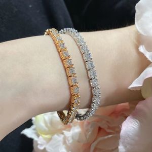 Moissanite Bracciale tennis bracciali firmati oro argento con diamanti Gioielli di moda Braccialetti baguette bianchi vintage Bling per donna Donna placcato oro 18 carati