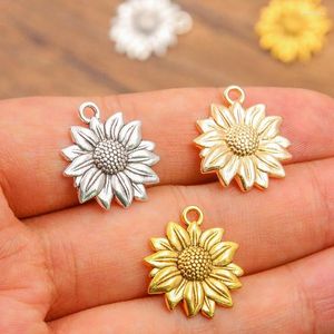 Charms 20 -stycken 19 22mm solros färgglad legering hänge diy blomma hängen för kvinnor halsband smycken tillverkning tillbehör